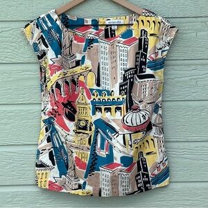 Emily and Fin Sleeveless Retro Capitals Top. Size UK8/US4
